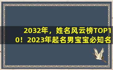 2032年，姓名风云榜TOP10！2023年起名男宝宝必知名字推荐！