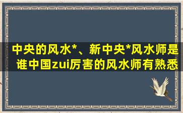 中央的风水*、新中央*风水师是谁中国zui厉害的风水师有熟悉的吗