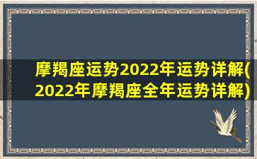 摩羯座运势2022年运势详解(2022年摩羯座全年运势详解)
